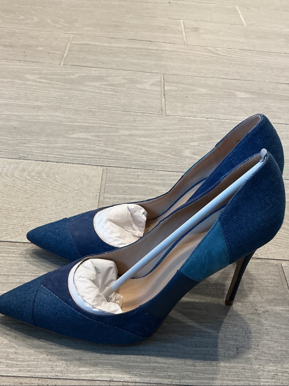 Aldo Blue Patchwork Pointed-Toe Pumps - Picture 2 of 7